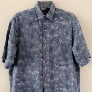 Maui Trading Co Hawaiian Blue Shirt Size Medium